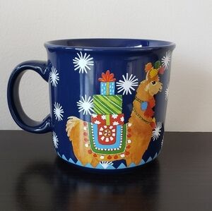 Austin &‎ Ash Llama With Presents Coffee 16 oz Christmas Mug Blue Multico…